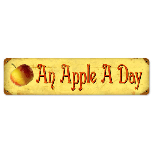 Apple a Day, Food and Drink, Vintage Metal Sign, 20 X 5 Inches