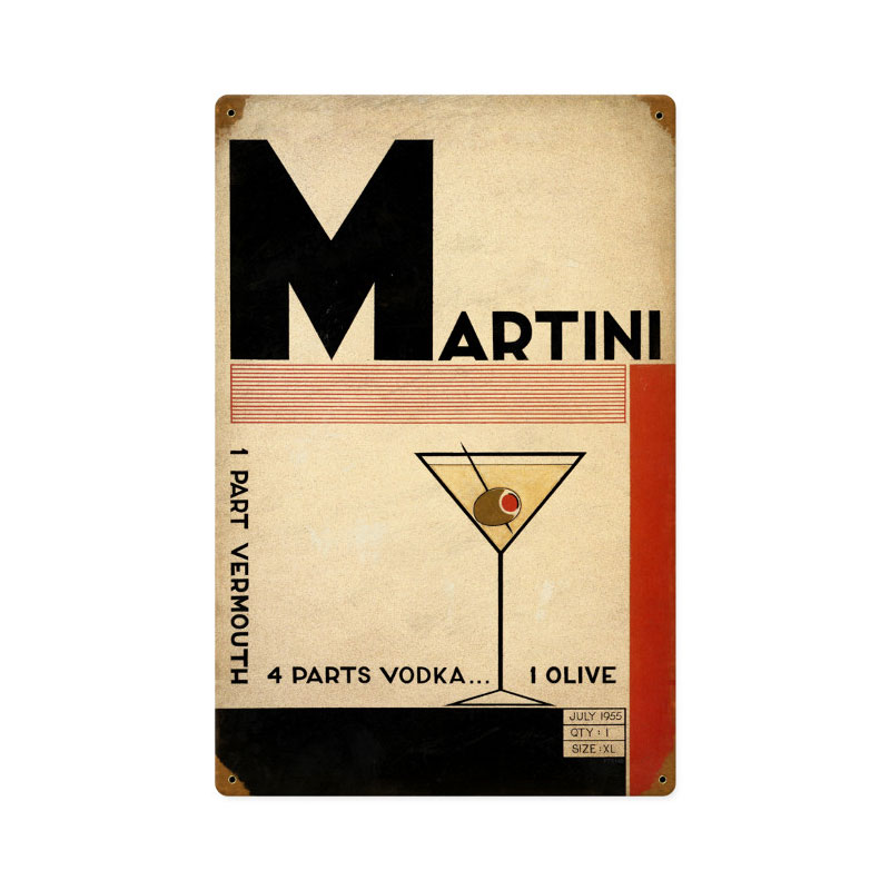Deco Martini, Food and Drink, Vintage Metal Sign, 12 X 18 Inches