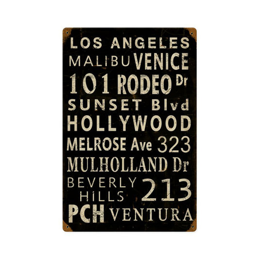 LA Towns, Street Signs, Vintage Metal Sign, 12 X 18 Inches