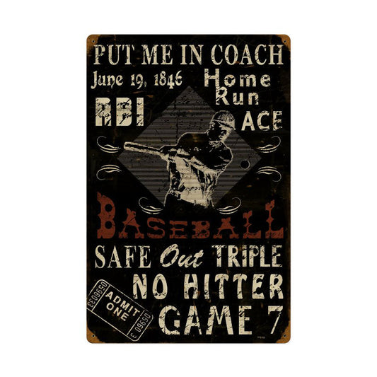 Baseball, Sports and Recreation, Vintage Metal Sign, 16 X 24 Inches
