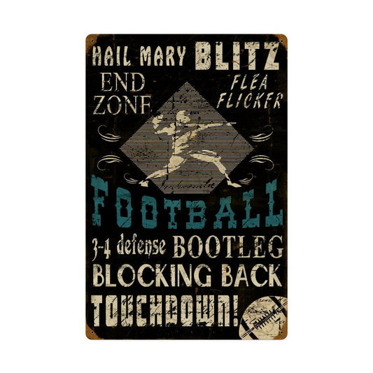 Football, Sports and Recreation, Vintage Metal Sign, 16 X 24 Inches