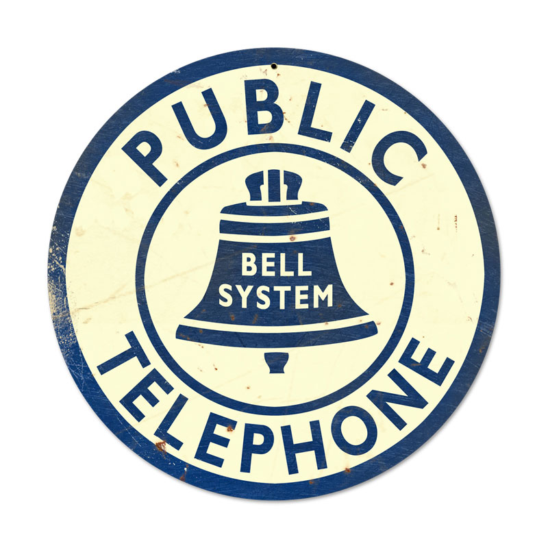 Bell Telephone, Home and Garden, Round Metal Sign, 14 X 14 Inches