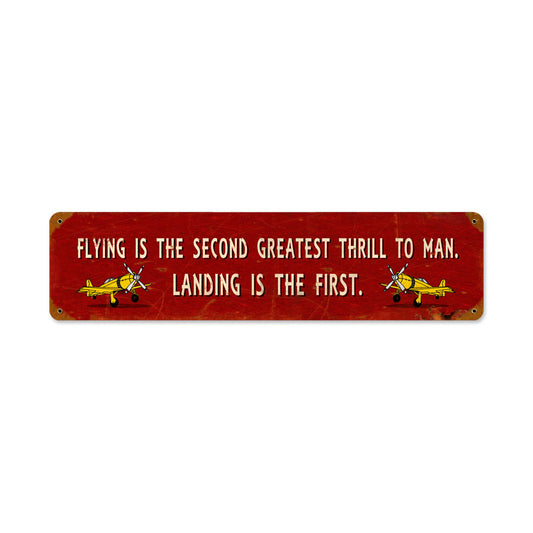 Greatest Thrill, Aviation, Vintage Metal Sign, 20 X 5 Inches