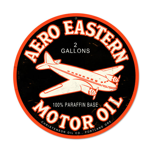 Aero Eastern, Automotive, Round Metal Sign, 14 X 14 Inches