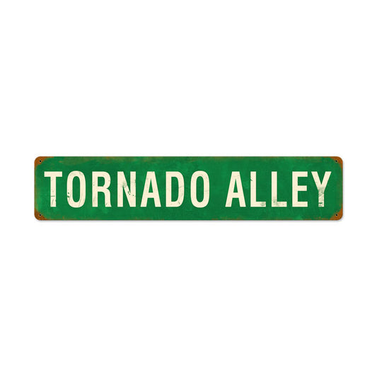 Tornado Alley, Street Signs, Vintage Metal Sign, 28 X 6 Inches