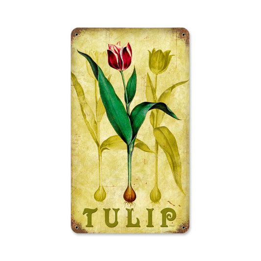 Tulip, Home and Garden, Vintage Metal Sign, 8 X 14 Inches