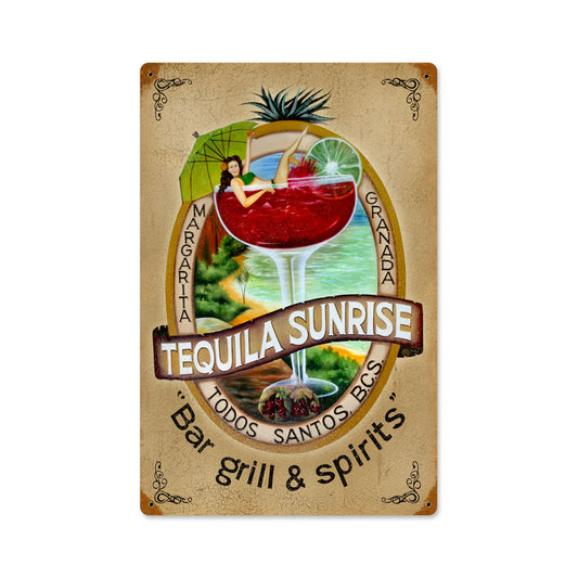 Tequila Bar, Home and Garden, Vintage Metal Sign, 12 X 18 Inches