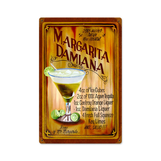 Margaritia Recipe, Home and Garden, Vintage Metal Sign, 12 X 18 Inches