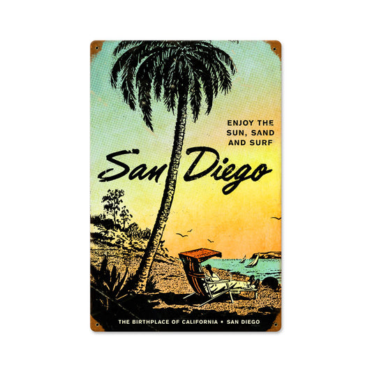 San Diego, Home and Garden, Vintage Metal Sign, 12 X 18 Inches