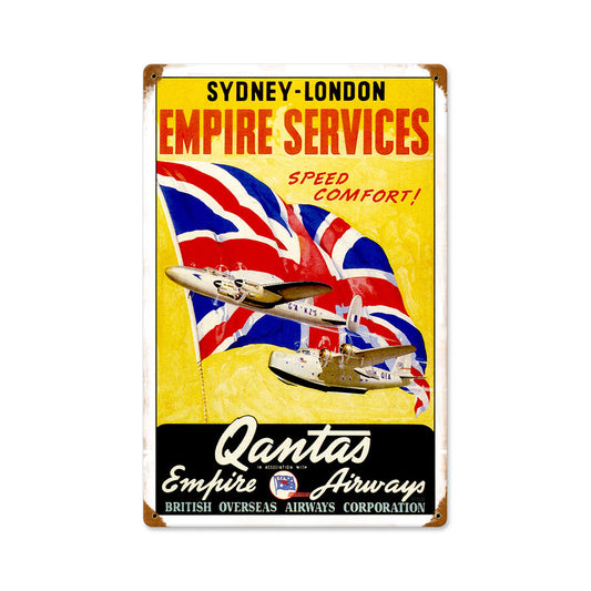 Qantas Airlines, Aviation, Vintage Metal Sign, 12 X 18 Inches