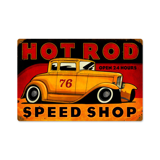 Hot Rod Speed Shop, Automotive, Vintage Metal Sign, 18 X 12 Inches
