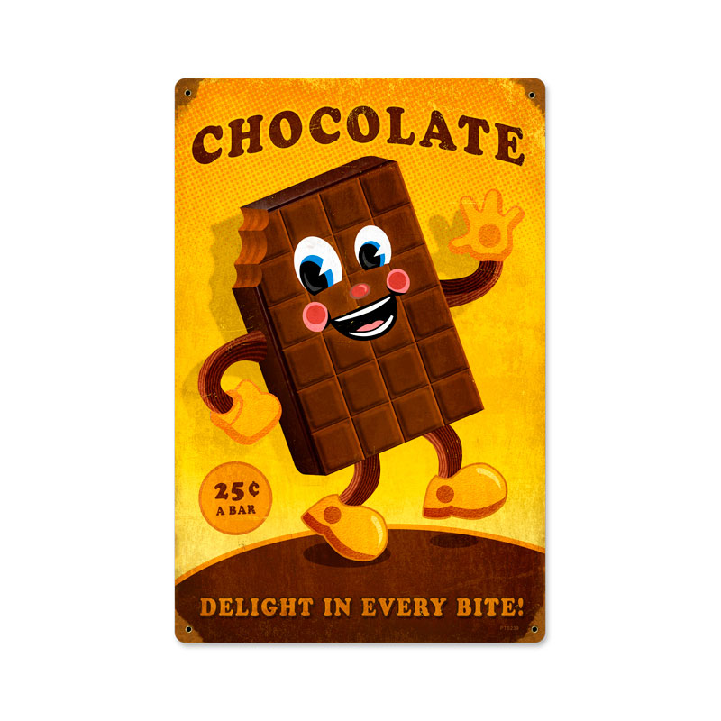 Chocolate Man, Food and Drink, Vintage Metal Sign, 12 X 18 Inches