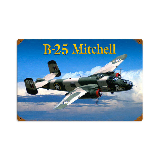B25 Mitchell, Aviation, Vintage Metal Sign, 18 X 12 Inches