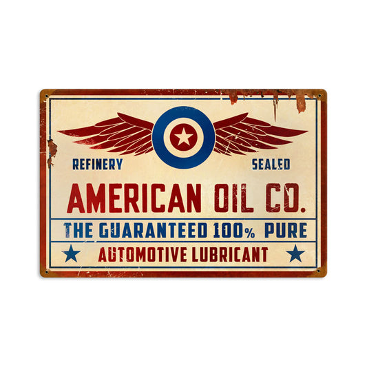 American Oil Co, Automotive, Vintage Metal Sign, 18 X 12 Inches