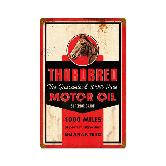Thorobred Motor Oil, Automotive, Vintage Metal Sign, 12 X 18 Inches