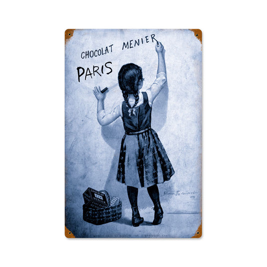 Chocolate Menier, Home and Garden, Vintage Metal Sign, 12 X 18 Inches