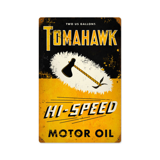 Tomahawk, Automotive, Vintage Metal Sign, 12 X 18 Inches