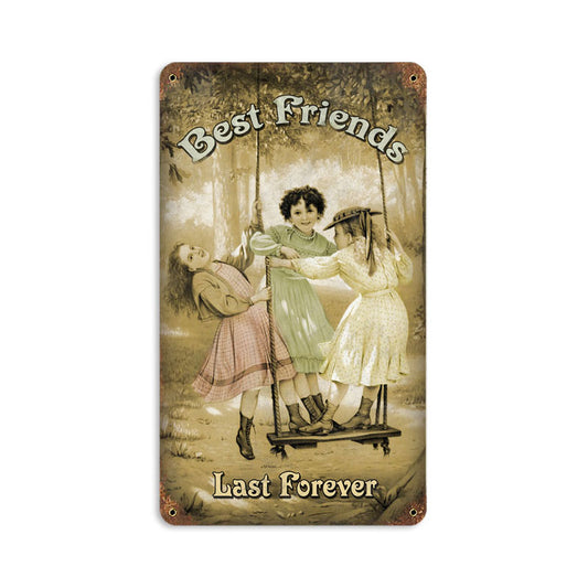 Best Friends Forever, Home and Garden, Vintage Metal Sign, 8 X 14 Inches