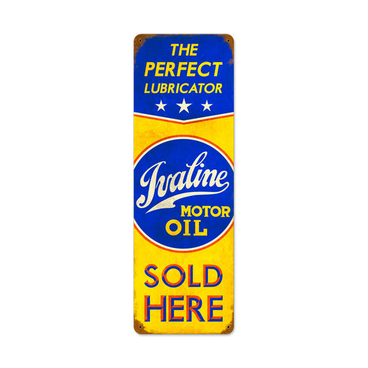Ivaline Motor Oil, Automotive, Vintage Metal Sign, 8 X 24 Inches