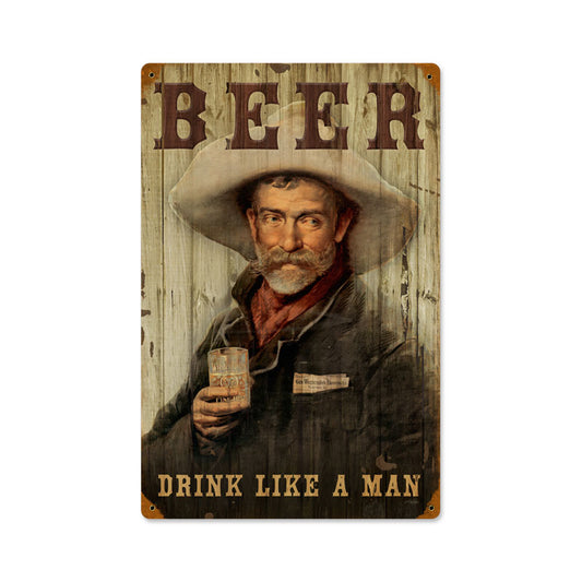 Cowboy Beer, Food and Drink, Vintage Metal Sign, 12 X 18 Inches