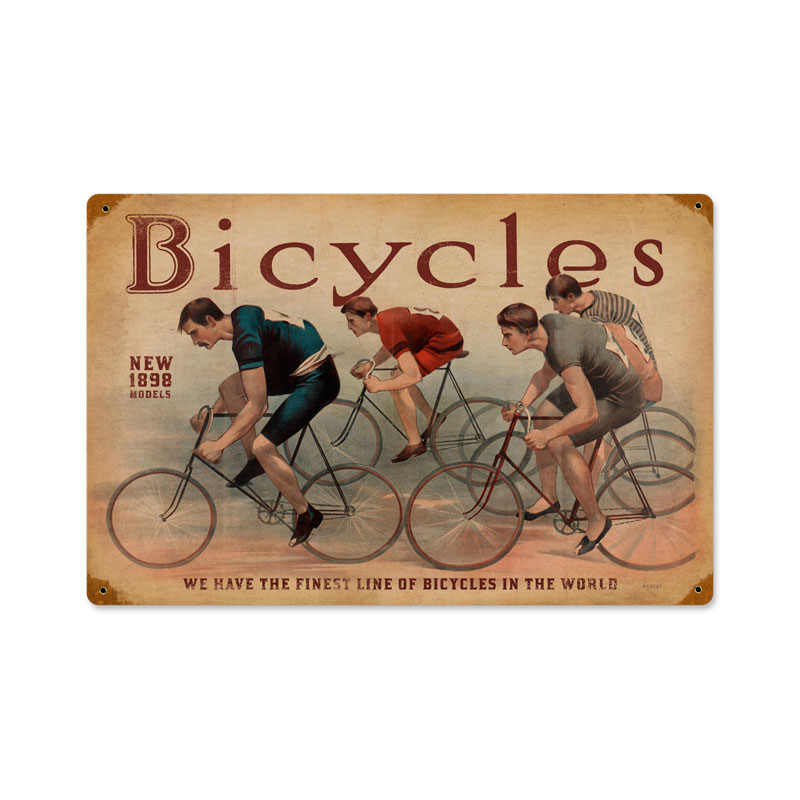 Bicycles, Sports and Recreation, Vintage Metal Sign, 18 X 12 Inches
