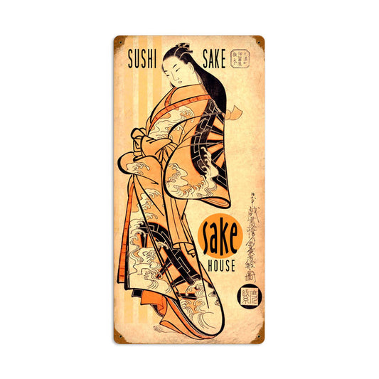 Sushi Sake Lady, Food and Drink, Vintage Metal Sign, 12 X 24 Inches