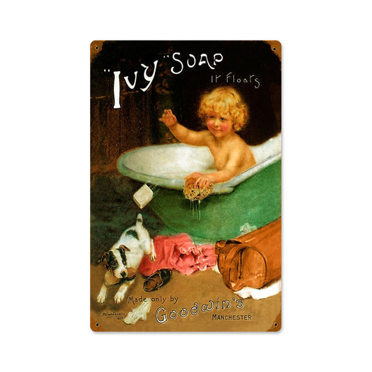 Ivy Soap, Home and Garden, Vintage Metal Sign, 12 X 18 Inches