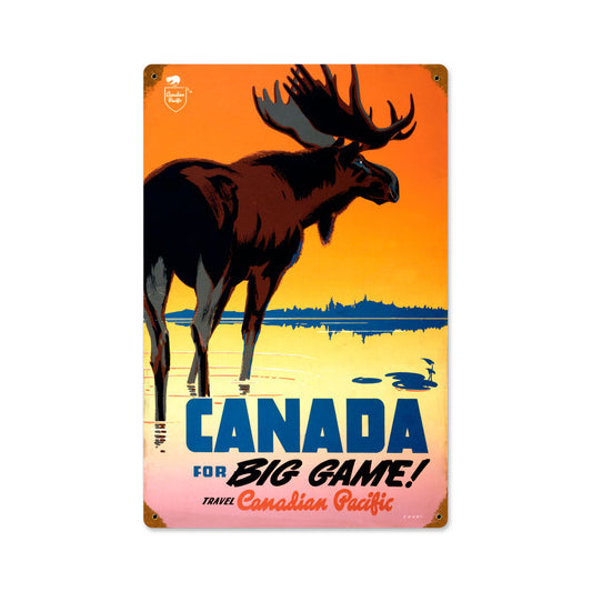 Canada Big Game, Home and Garden, Vintage Metal Sign, 12 X 18 Inches
