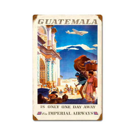 Guatemala Imperial Airways, Home and Garden, Vintage Metal Sign, 12 X 18 Inches