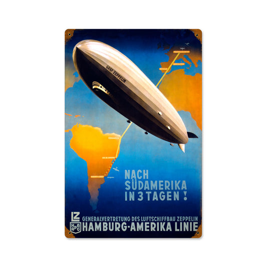 Hamburg Amerika, Home and Garden, Vintage Metal Sign, 12 X 18 Inches