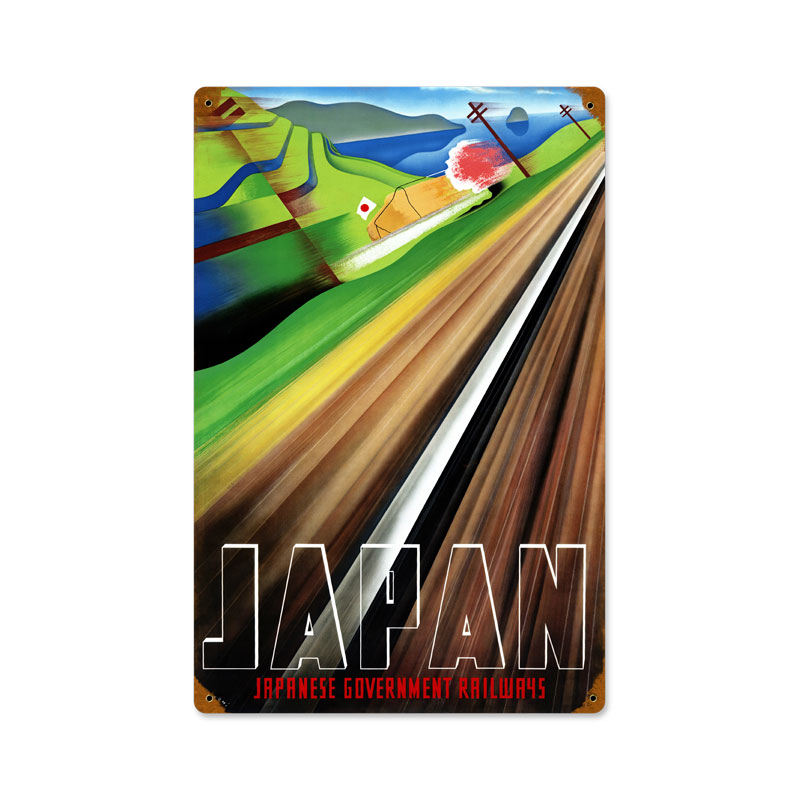 Japan Railways, Train and Rail, Vintage Metal Sign, 12 X 18 Inches