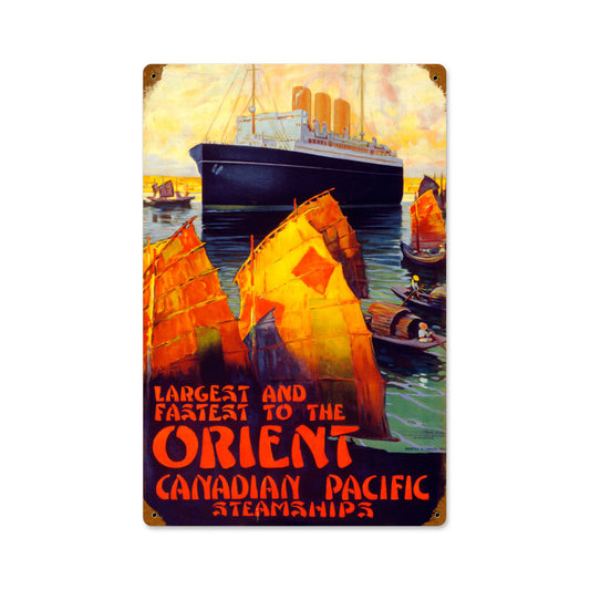 Orient Canadian Pacific, Home and Garden, Vintage Metal Sign, 12 X 18 Inches