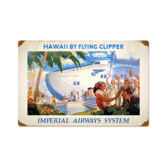 Hawaii by Clipper, Home and Garden, Vintage Metal Sign, 18 X 12 Inches