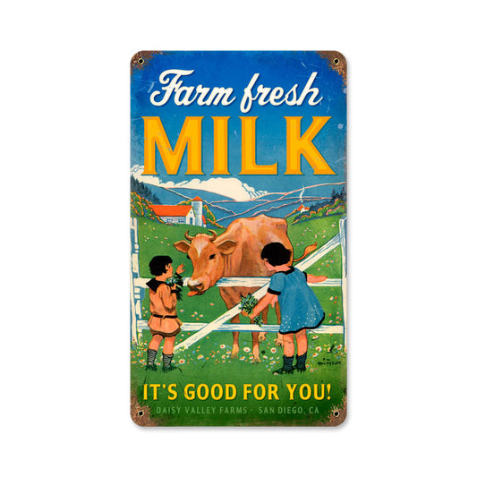 Farm Fresh Milk, Food and Drink, Vintage Metal Sign, 8 X 14 Inches