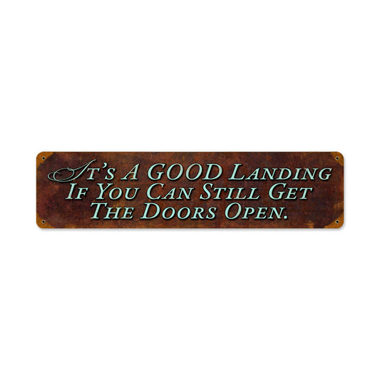 Good Landing, Aviation, Vintage Metal Sign, 20 X 5 Inches