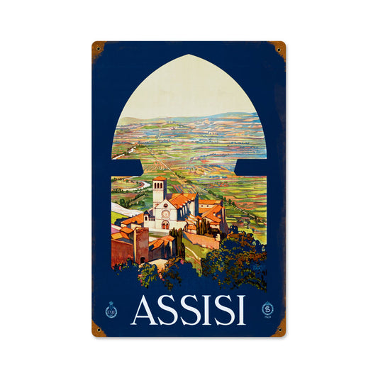 Assisi, Travel, Vintage Metal Sign, 12 X 18 Inches
