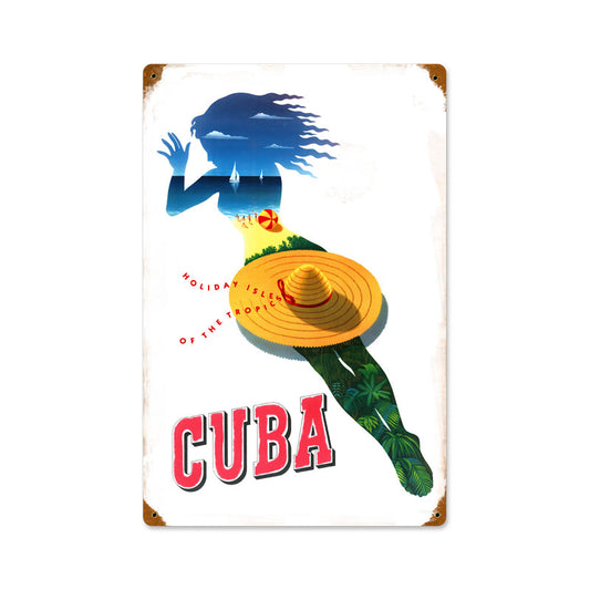 Cuba, Travel, Vintage Metal Sign, 12 X 18 Inches