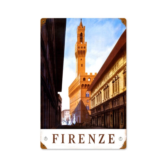 Florence Firenze, Travel, Vintage Metal Sign, 12 X 18 Inches