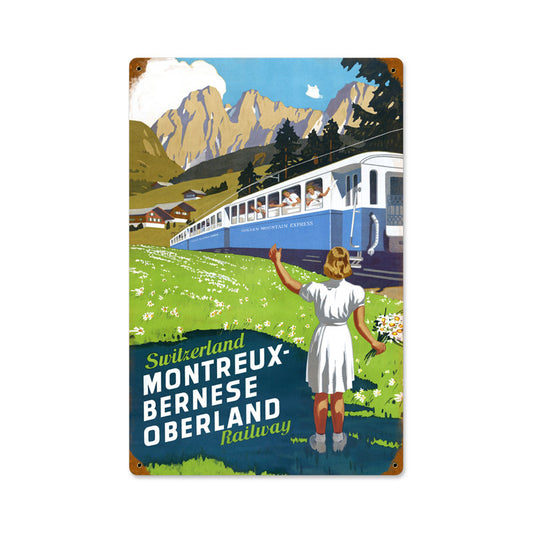 Switzerland Railway, Train and Rail, Vintage Metal Sign, 12 X 18 Inches