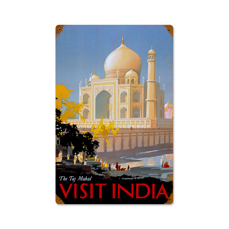 Taj Mahal, Travel, Vintage Metal Sign, 12 X 18 Inches