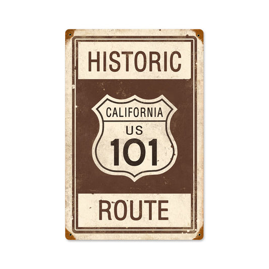 Historic Route 101, Street Signs, Vintage Metal Sign, 12 X 18 Inches