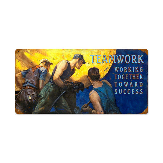 Working to Success, Allied Military, Vintage Metal Sign, 24 X 12 Inches