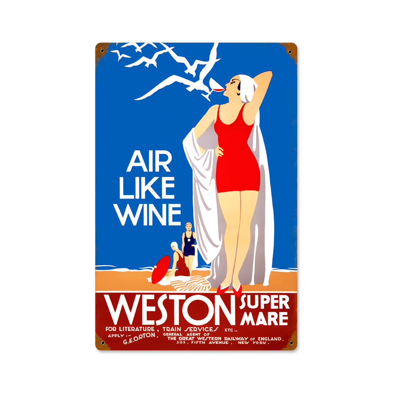 Air Like Wine, Travel, Vintage Metal Sign, 12 X 18 Inches