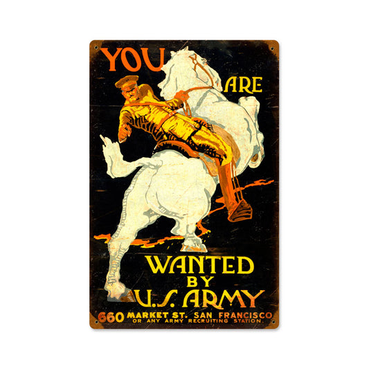 WtHorse USArmy, Allied Military, Vintage Metal Sign, 12 X 18 Inches