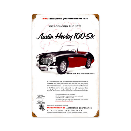 Austin Healey, Automotive, Vintage Metal Sign, 12 X 18 Inches