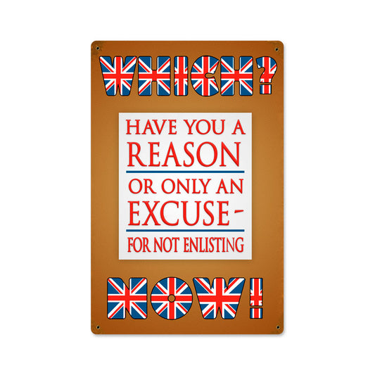 Which Now Enlisting, Automotive, Vintage Metal Sign, 12 X 18 Inches