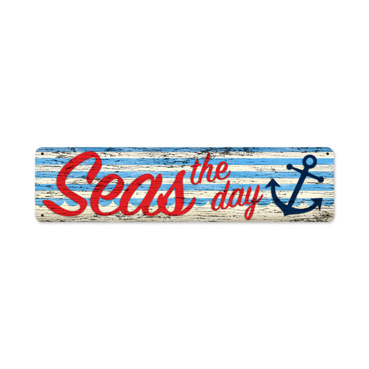 Seas The Day, Humor, Metal Sign, 20 X 5 Inches