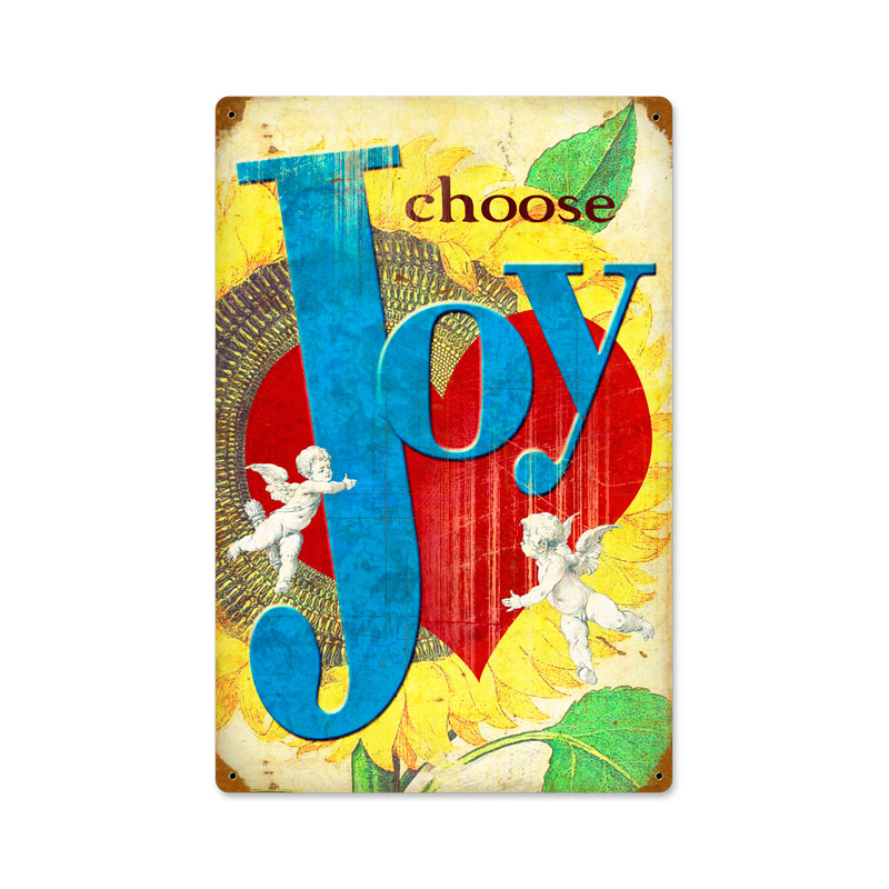 I Choose Joy, Humor, Vintage Metal Sign, 12 X 18 Inches