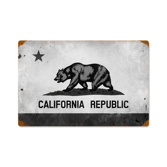 California Flag, Travel, Vintage Metal Sign, 18 X 12 Inches