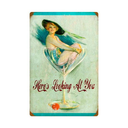 Here's Looking at You, Home and Garden, Metal Sign, 12 X 18 Inches